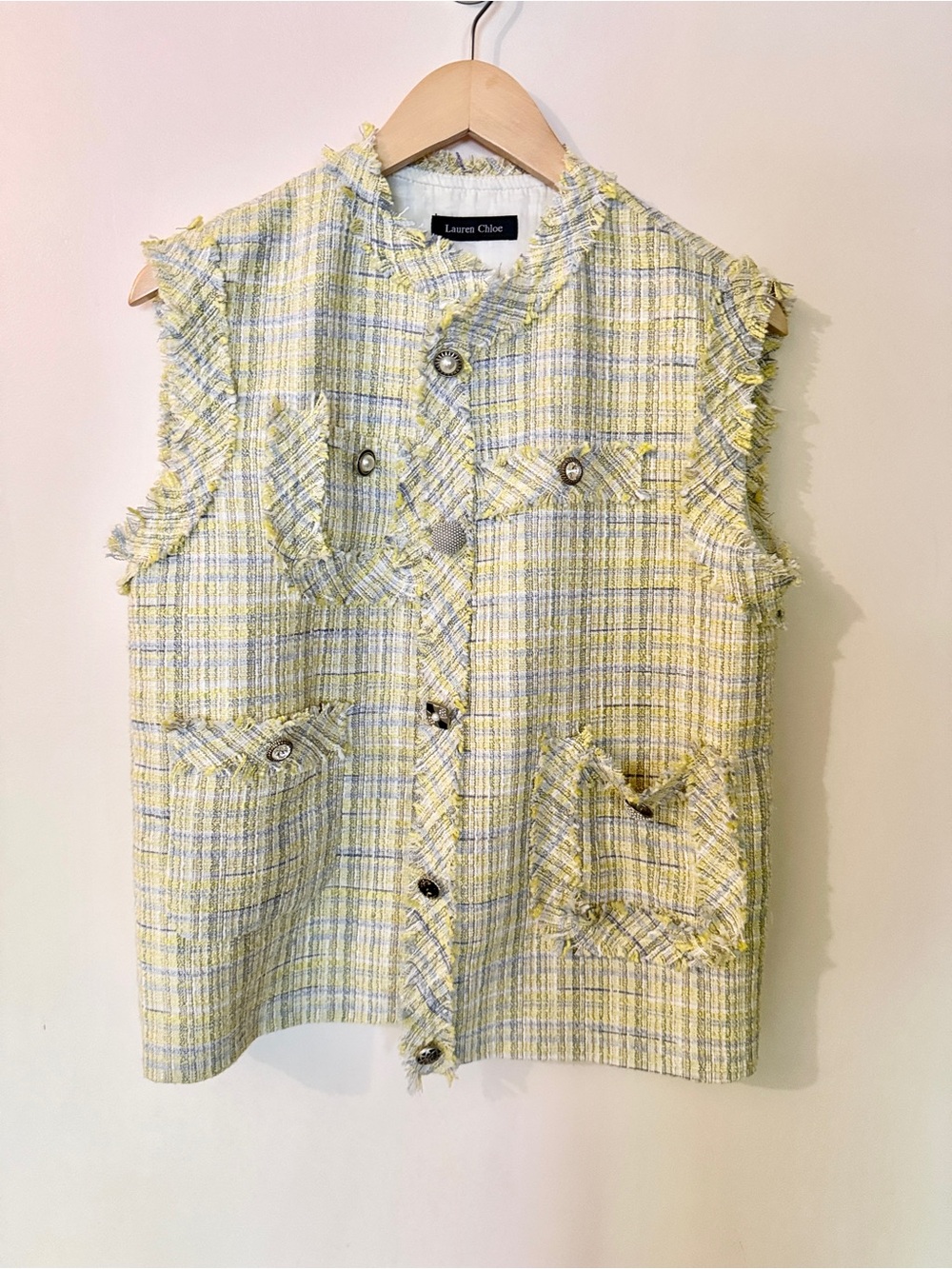 Yellow Plaid Tweed Vest